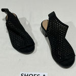 Womans American Eagle 7.5 W Black Open Toe Sling Back Diamond Cut Out Sandal Photo 0