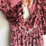 Maeve  by Anthropologie Pink Black Bow Velour A-Line Mini Dress Women XS Coquette Photo 2
