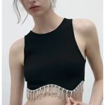 ZARA LIMITLESS CONTOUR COLLECTION Black Seamless Rhinestone Top Size XS NWT! Photo 0