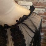 San Joy  Black Sheer Ruffle Love Sleeve Crop Top Size S Photo 2