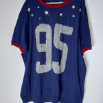 Torrid NWT  95 Classic Cotton Crew Neck Varsity‎ Sweatshirt Blue 2 Photo 0