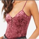 Forever 21  Crushed Velvet Lace-Up Plum Small Cami Top Photo 0