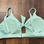 ALBION FIT Mint Checkered/Gingham Tie Bikini Swim Top Size XL Photo 6