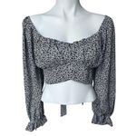 Storia Altar’d State Floral Long Puff Sleeve Crop Top with Cross Back Tie Photo 2