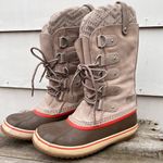 Sorel  Joan of Arc Knit Fossil Winter Snow Boots Tan 7.5 Photo 2