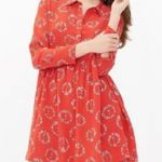 Sandro Paris Ring Rogue Silk Dress Floral Peace Sign Print Pockets Red Size S Photo 1