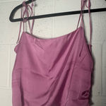 Urban Outfitters  Pink Smocked satin Ruched Cami Tie Shoulder Crop Top Size L Photo 0