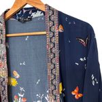 Charlie B Multi Color Butterfly Floral Print Open Front Embroidered Kimono M Blue Size M Photo 2