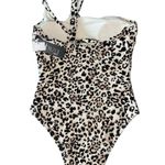 Ibiza Leopard One Piece Double Single Shoulder Strap Swimsuit size Small NEW Brown Photo 2