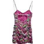 For Love & Lemons Julien Ruched Satin Cami Dress Pink Floral Print Photo 5
