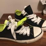 Converse Woman’s All Star sneakers with a double tongue black neon green size 8 Photo 10