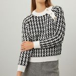 Derek Lam Collective Button Shoulder Geometric Knit Crewneck Sweater Size Medium Photo 1