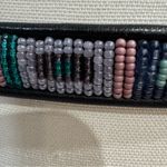Brighton Black Leather Belt Silver Buckle Aztec Bead Square Design Pink Teal Med Photo 5