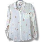 Rails Kate Rosé Print Silk Button Down Long Sleeve High-Low Hem Shirt Medium Photo 0