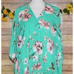 Eleven Oaks Mint Green & Pink Floral Open Front Poncho Cardigan Kimono Ladies M Size M Photo 2