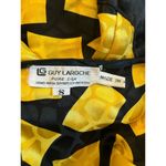 1980s Guy Laroche Silk Colorblock Mosaic Printed Dress Dolman sleeve size small Black Photo 13