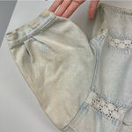 L.A. Blues Vtg Denim Button Up Puff Sleeve Top Sz Medium Lace Cottagecore Photo 8