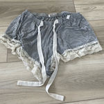 Flora Nikrooz  Gray White‎ Lace Trim Drawstring Soft Lounge Shorts Size Small Photo 0