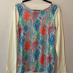 Lilly Pulitzer  Colorful White Beach Long Sleeve Shirt Women's size Medium Photo 0