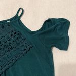 Forest green adorable szS cold shoulder lace bodice gathered front T Photo 3