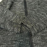 Eileen Fisher  Black White Linen‎ Tweed Leather Trim Zip Front Jacket Size L Photo 4