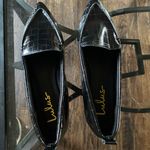 Lulus NWOB  Black Pointed-Toe Flats with Croc Texture Photo 1