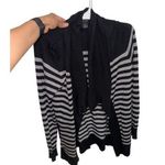 White House | Black Market  Size Medium Black Gray Stripes Striped Cardigan Sweater Photo 0