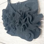 ZARA  Black Crochet Ruffled Rosette Sleeveless Sweater Knit Crop Top Size Large Photo 3