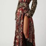 Free People Women’s Tilda Long Sleeve Red White Floral Printed Wrap Maxi Dress Photo 0