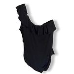 Hilor Womens Swimsuit Size 16 One Piece Shoulder Black Ruffle Asymmetric NEW Photo 1