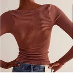 Free People clean slate brown seamless long sleeve top Sz M NWOT Photo 7