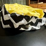 Yellow and Black Chevron Nursing Hat Bouffant Cap (863) Photo 1