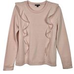 J.Crew Mercantile Heathered Pink Ruffle Trimmed Pullover Sweater Small Photo 4