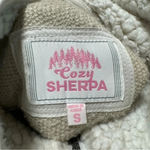 Cozy Sherpa  Quarter Zip White Pullover Sweater Jacket High Collar Soft Sz Small Photo 4