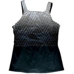 Reebok NEW  Size 14 Tankini Swim Top Black White Striped Padded Photo 0