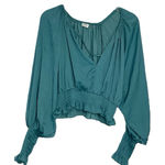 Mustard Seed  Boutique Boho  Blue  Deep- V Fitted Blouse Sz: Medium‎ Photo 0