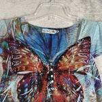 Unity Shirt Womens Small Petite Blue Butterfly‎ Sublimation Blouse Ruched Y2K Size undefined Photo 3