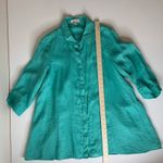 Coldwater Creek Womens 100% Linen Button Down Shirt in Teal Sz L Lightweight Photo 11