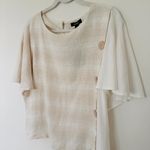 Kensie NWT  Linen Blend Short Sleeve Buttons Front Detail Relaxed Fit Top Sz M Photo 2