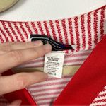 Vintage Womens L Red & White Striped Varsity Cardigan Preppy Nautical Coastal Size L Photo 8