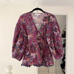 Kika Vargas Coral Reef Scallop Edge Wrap Top in Purple Size S Photo 6