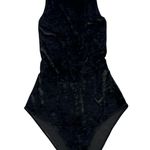 BB Dakota Bodysuit Womens X Small Black Velvet Open Back Criss Cross Halter Photo 2