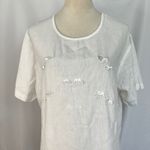 African Safari Embroidered Top Big Five Graphic Print Short Sleeve Women Medium White Photo 1