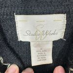 Studio Works ‎ Size Medium Black 100% Wool Vintage Floral Embroidered Cardigan Photo 2