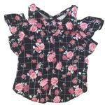 BCX  Windowpane Flutter Sleeve Blouse with Cut Out Design Photo 1