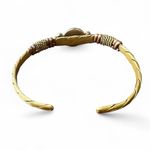 Rare Vintage American Indian Cuff Bracelet Green Stone Gold Tone Bronze Artisan Photo 7