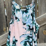Lovely Melody Floral Print Pink Blue Green Cami Women's Size L Photo 0
