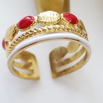 Free People New! FP Red White Gold Cuff Ring Photo 8