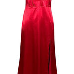 Blondie Nites  Satin Backless Lace Up Long Column Gown Red Size 17 Formal Dress Photo 0