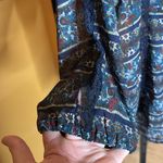 Wall Flower  Blue Floral Semi Sheer Lace Button Up Blouse Size XL Photo 2